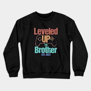 Leveled UP to Brother Est. 2023 - Funny Gamer Crewneck Sweatshirt